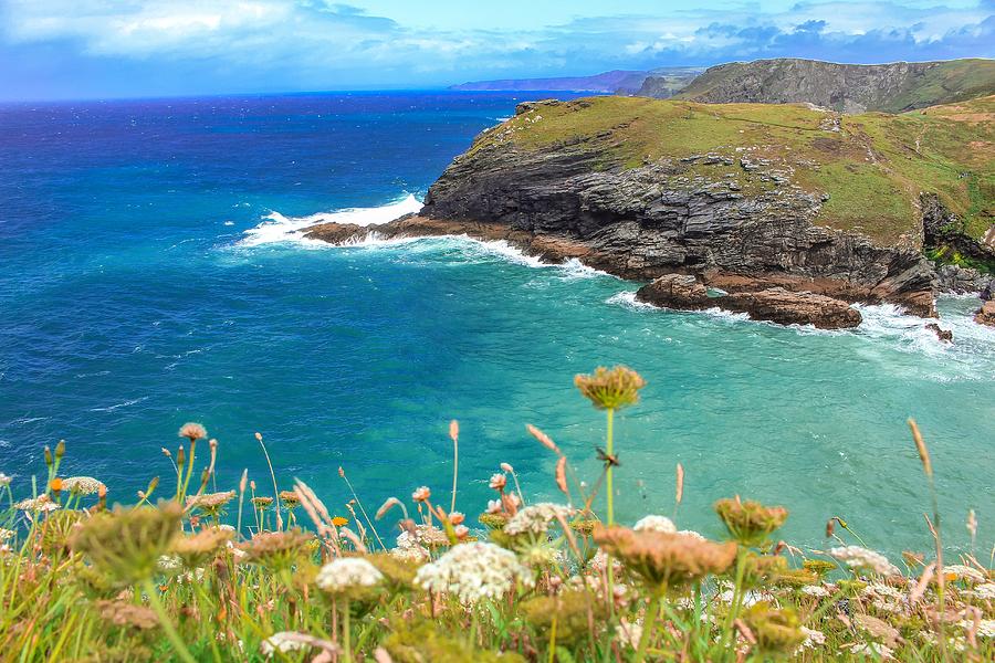 Nature Photograph - View from the cliffs at tintagel  by Claire Whatley