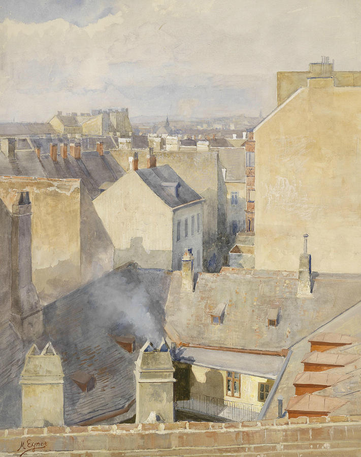 View from the Studio in the Klagbaumgasse in the 4th district around 1890 Painting by Marie Egner