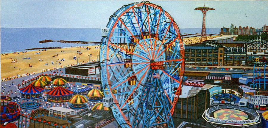View From The Top Of The Cyclone Rollercoaster Painting by Bonnie Siracusa