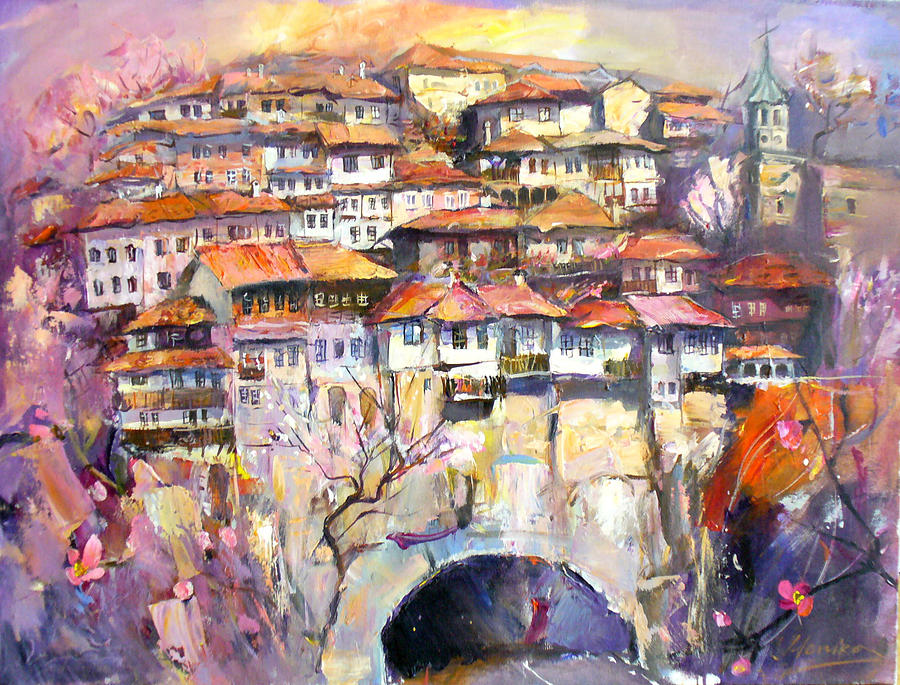 View from Veliko Tarnovo Bulgaria Painting by Monika Mateva