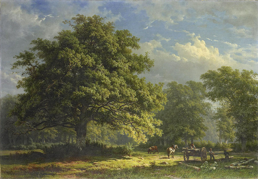 Sunset Painting - View In The Bentheim Forest by George Andries Roth