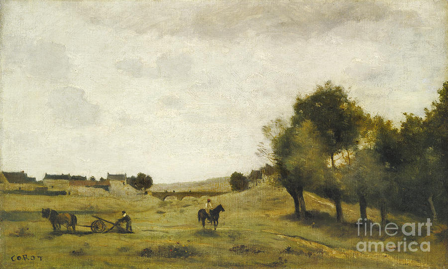 View Near Epernon Painting by Jean-baptiste-camille Corot