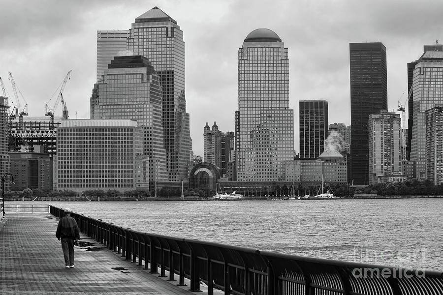 View NY from NJ across Hudson River Blk Wht  Photograph by Chuck Kuhn