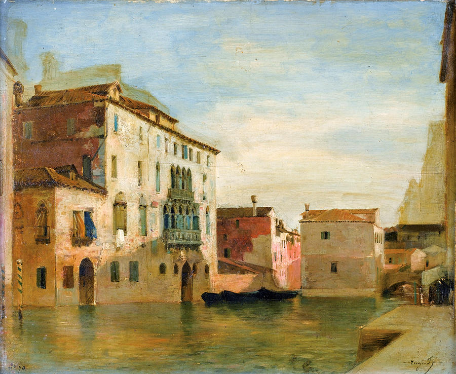 View of a Canal in Venice Painting by Eugene Fromentin