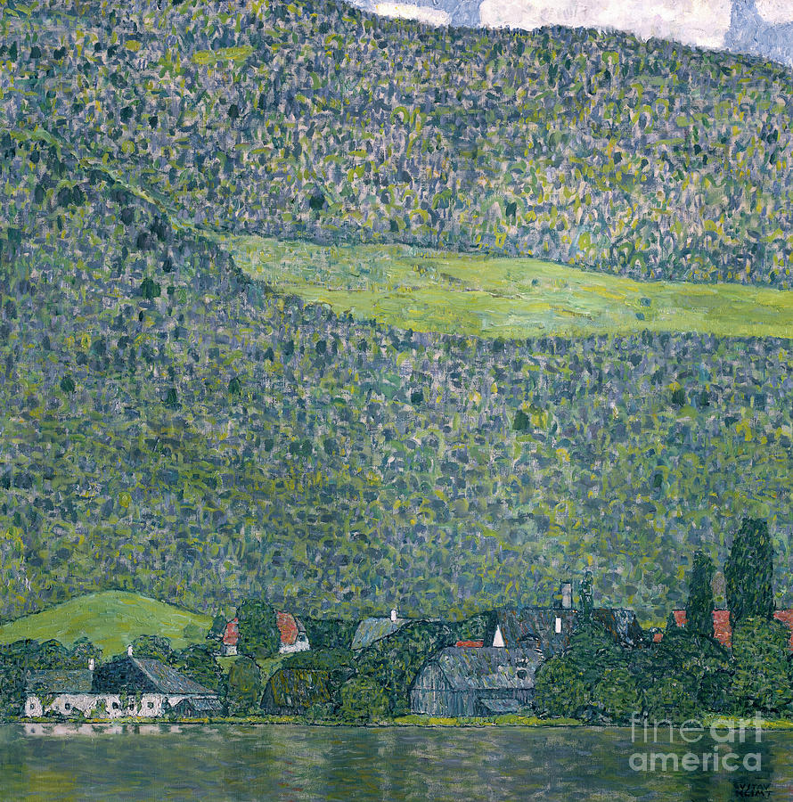 View of a Chateau Unterach on Lake Attersee Painting by Gustav Klimt