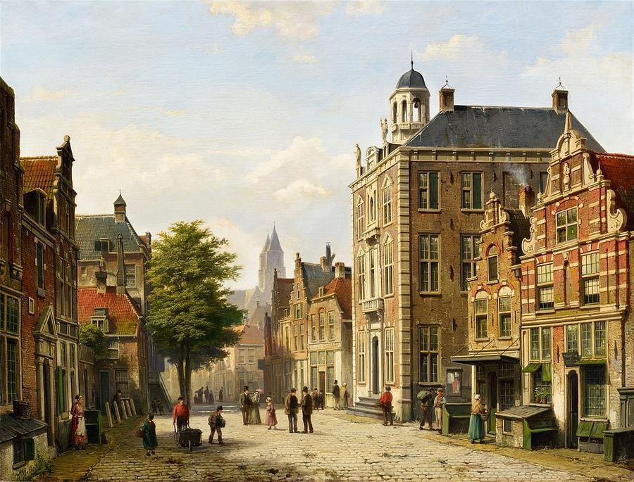 Willem Koekkoek Painting - View of a Dutch Street in Summer by MotionAge Designs