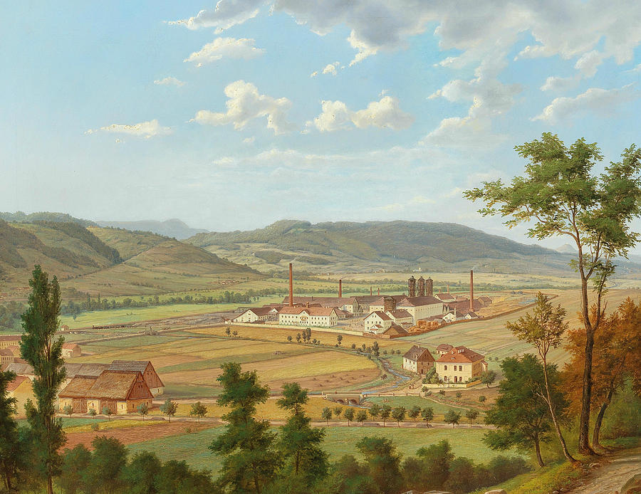 View of a Factory in Usti nad Labem Painting by Ernst Gustav Doerell