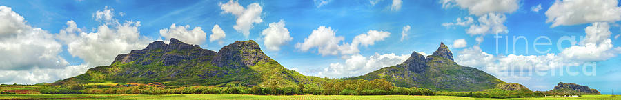 View Of A Lake And Mountains. Mauritius. Panorama Photograph