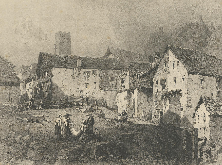View of a Mountain Village Relief by Eugene Isabey