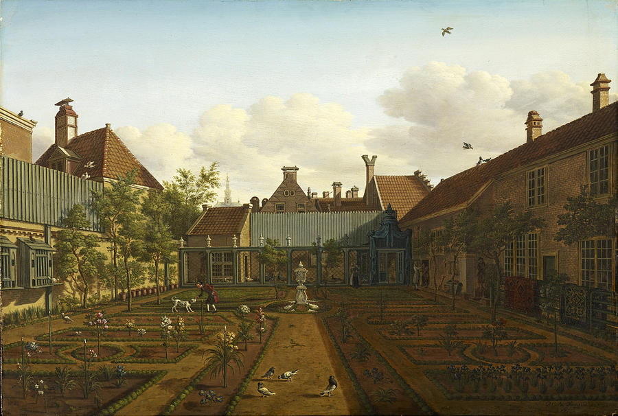 View of a Town House Garden in The Hague Painting by Paulus Constantijn la Fargue