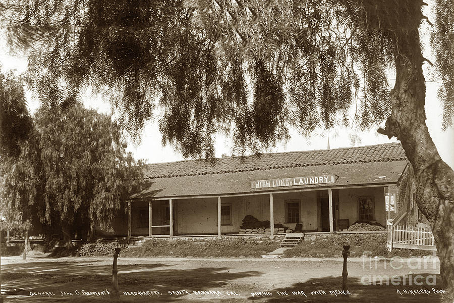 Sign Photograph - View of adobe building  the General John C. Fremont  1898 by Monterey County Historical Society