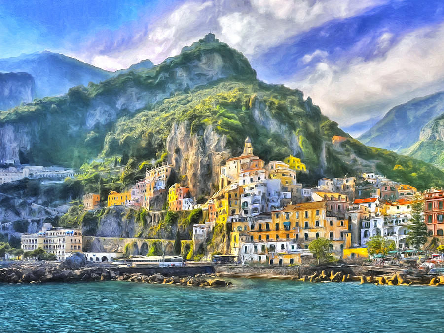 View of Amalfi Painting by Dominic Piperata