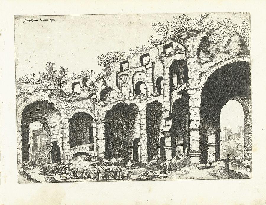 View of an amphitheater probably the Colosseum, Johannes or Lucas van ...