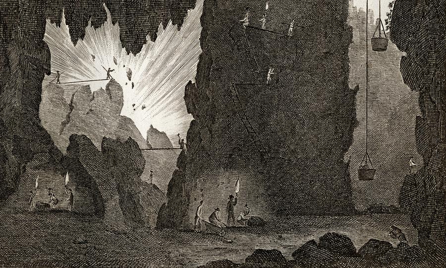 View Of An Iron Mine. Engraved By Drawing by Vintage Design Pics - Pixels