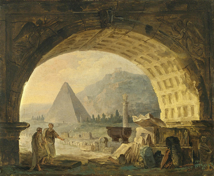View of Antiquities under an Arch Painting by Hubert Robert