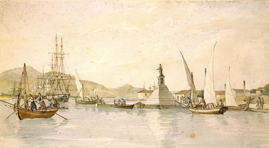View of Argostoli on the island of Cephalonia Drawing by Joseph Cartwright