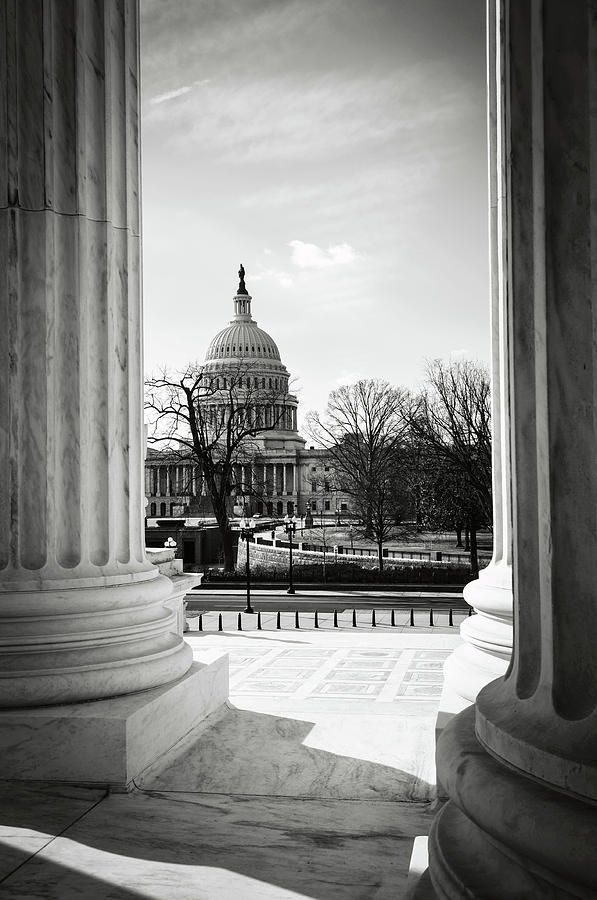 View of Capitol Hill through the Supreme Court Photograph by Brandon Bourdages