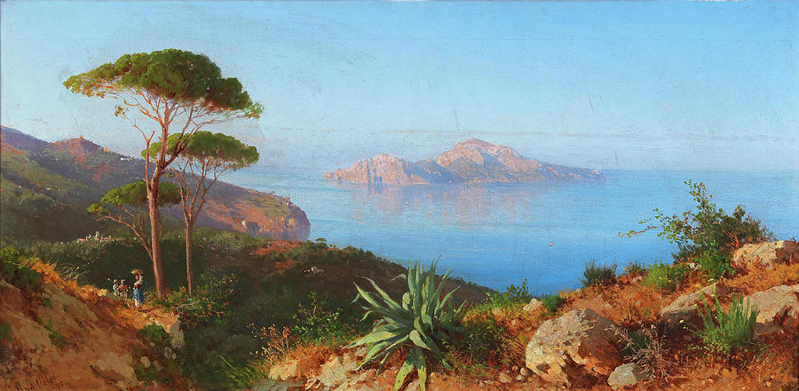 View of Capri Painting by Alessandro la Volpe
