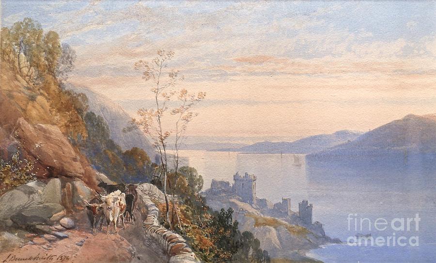 View Of Castle Urquhart Above Loch Ness Painting by MotionAge Designs