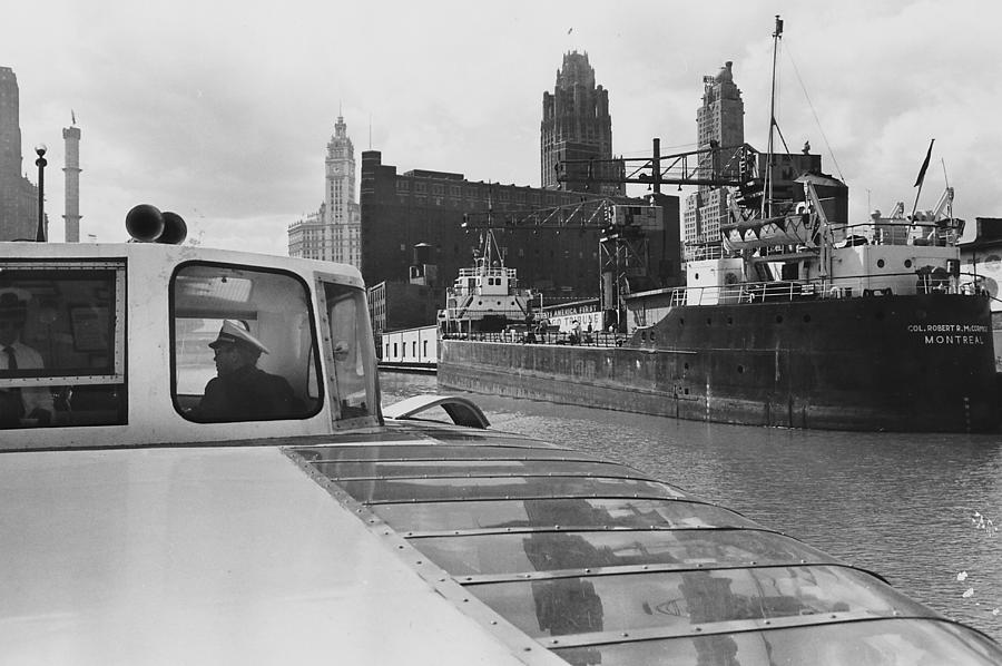 View of Chicago River From Wendella - 1962 Photograph by Chicago and North Western Historical Society
