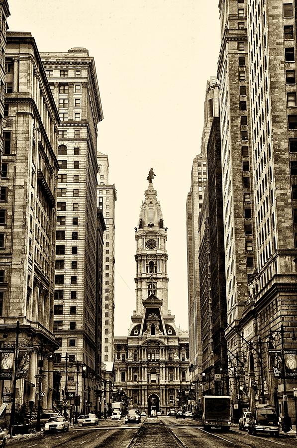 Philadelphia Photograph - View of Cityhall from Broad Street in Philadelphia by Bill Cannon