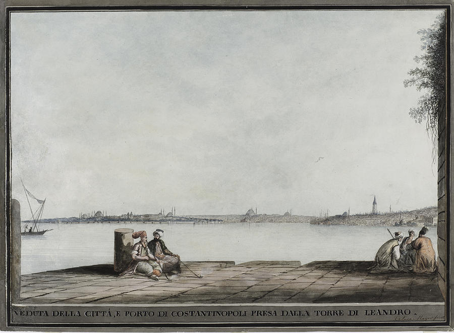 View of Constantinople and port as seen from the Maidens Tower Painting by Clara Barthold Mayer