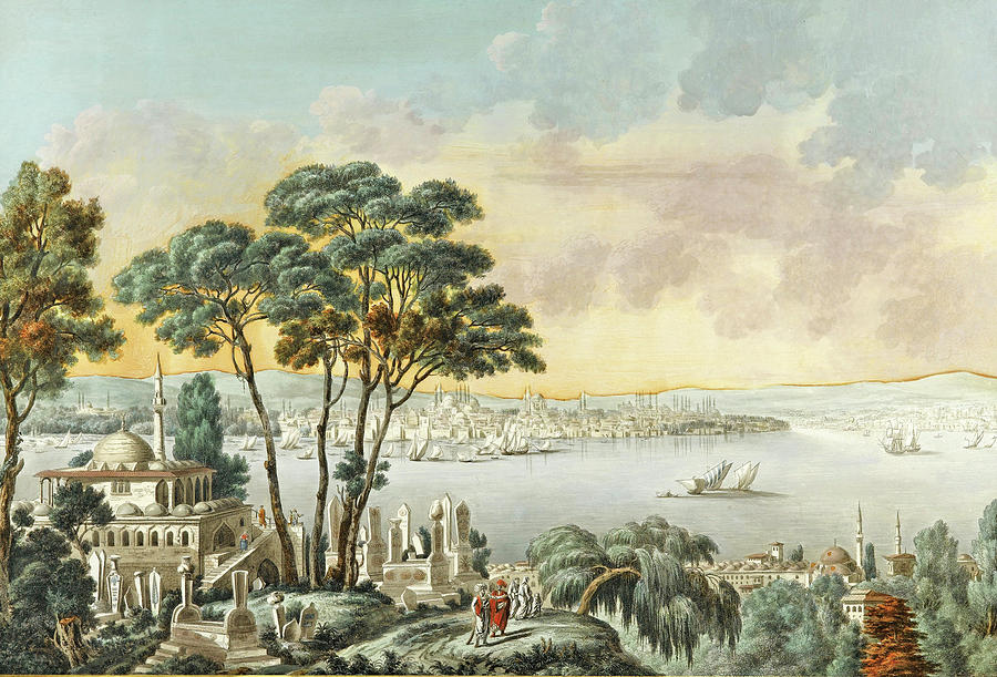 View of Constantinople from the Marmara Sea Drawing by Louis-Francois Cassas