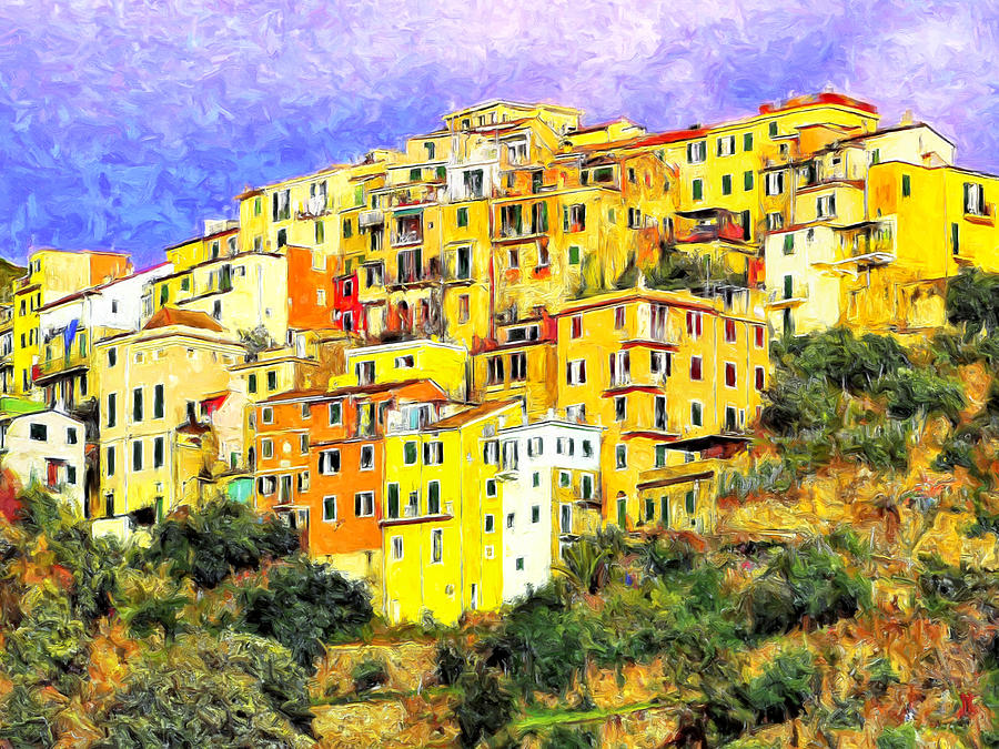 View of Corniglia - Cinque Terre Painting by Dominic Piperata