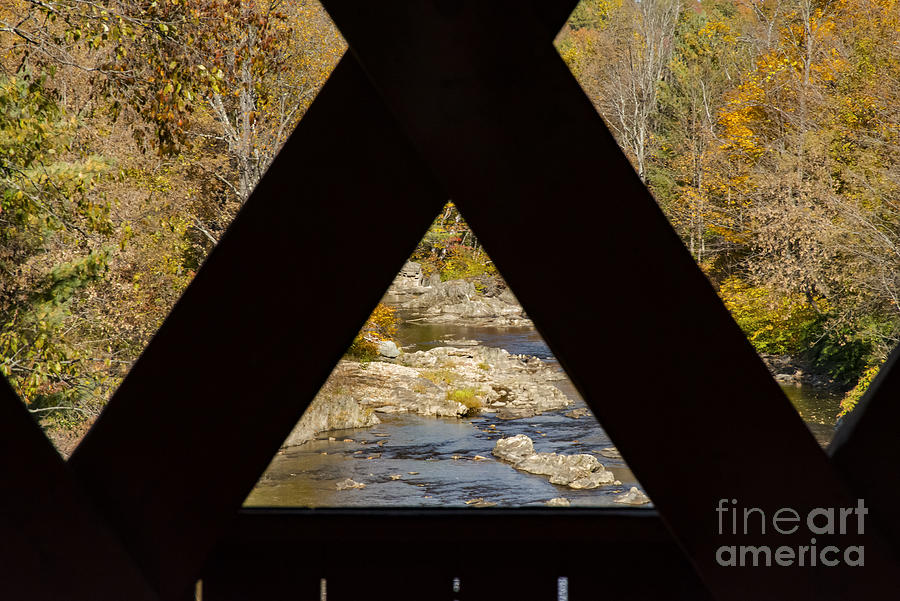 View of Dog River from Northfield Falls Covered Bridge Photograph by Bob Phillips