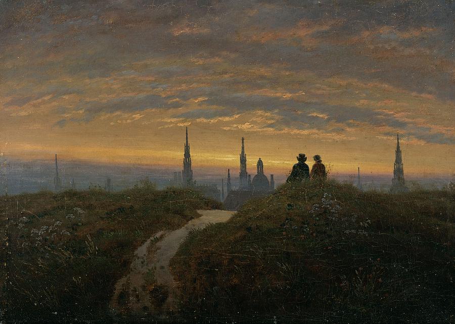 View of Dresden at Sunset Carl Gustav Carus - circa 1822 Painting by Celestial Images