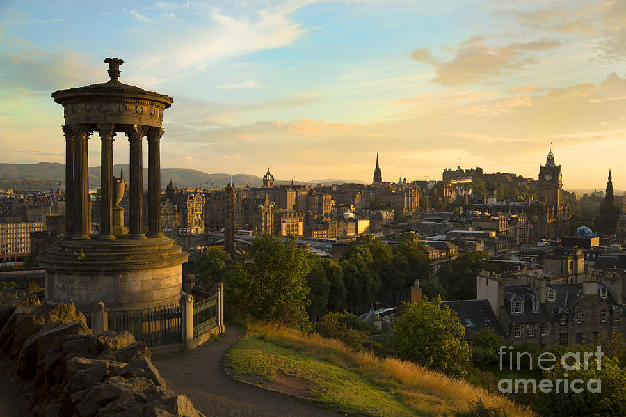Sunset Photograph - View of Edinburgh city from Carlton Hill by Isabel Poulin