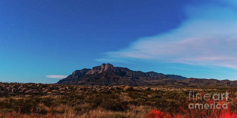 View of El Capitain Reef Bathed by Moonlight - Guadalupe Mountains National Park - West Texas Photograph by Silvio Ligutti