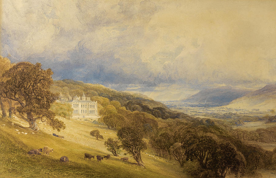 View of Eshton Hall. Yorkshire Drawing by Anthony Vandyke Copley Fielding
