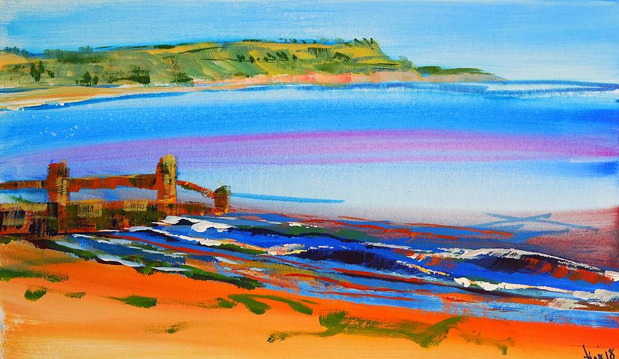 View Of Exmouth From Dawlish Warren Beach Painting