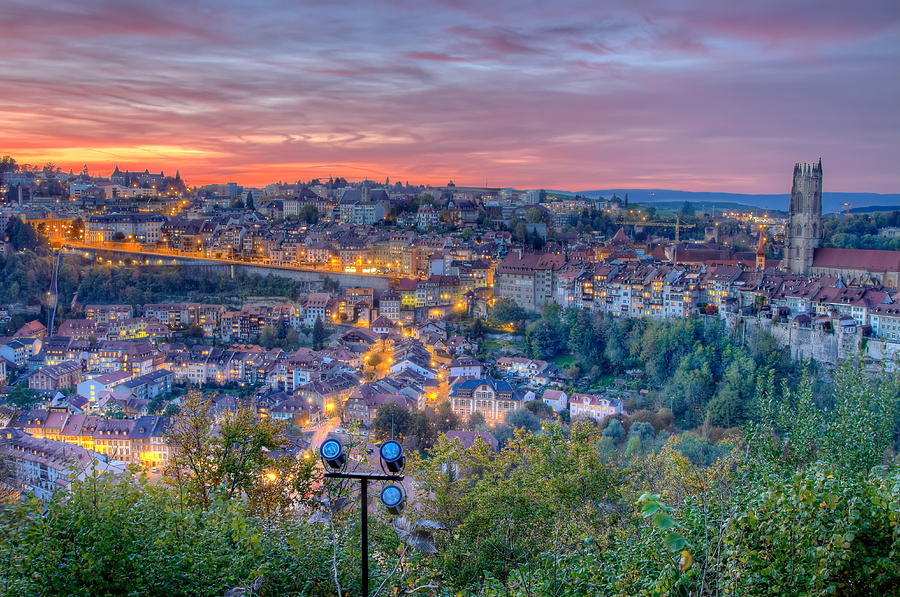 View of Fribourg city, Switzerland, HDR Photograph by Elenarts - Elena Duvernay photo