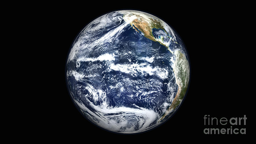 Planet Photograph - View Of Full Earth Centered by Stocktrek Images