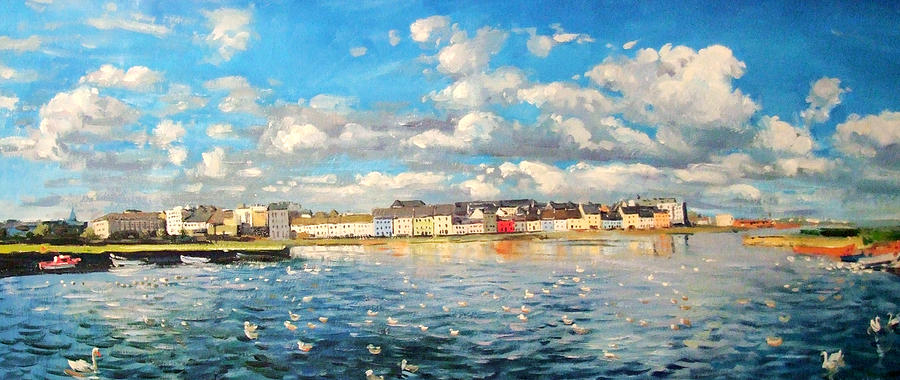 View of Galway Harbour Painting by Conor McGuire