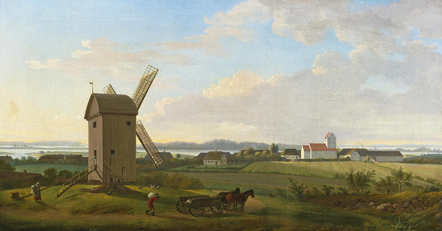 View of Gamborg on Fyn Painting by Jens Juel