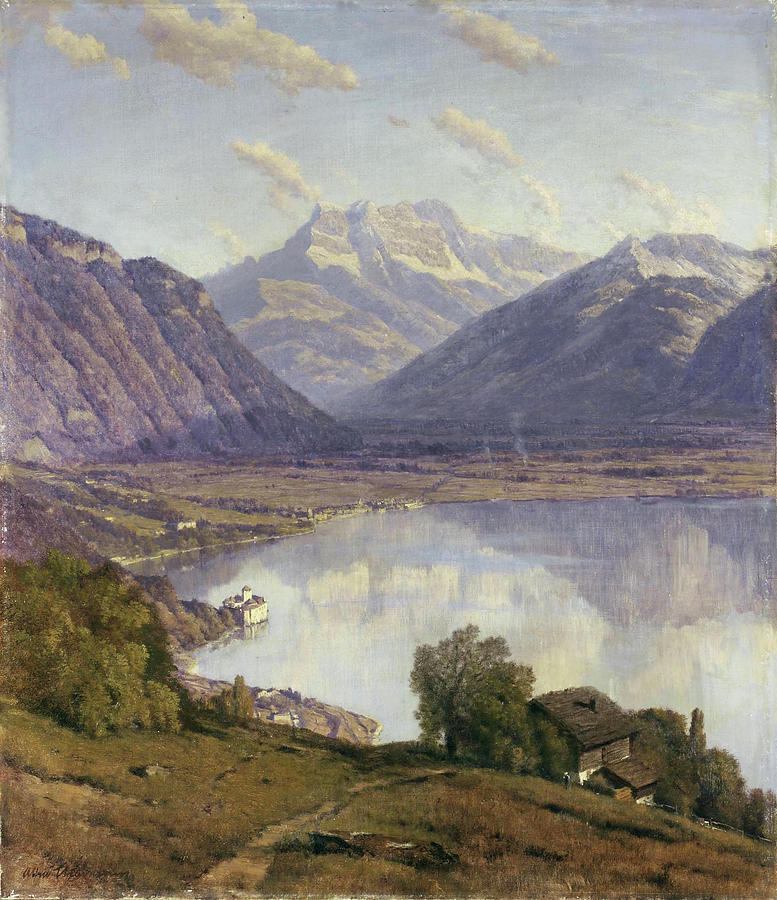 View of Glyon Painting by Alfred Chavannes
