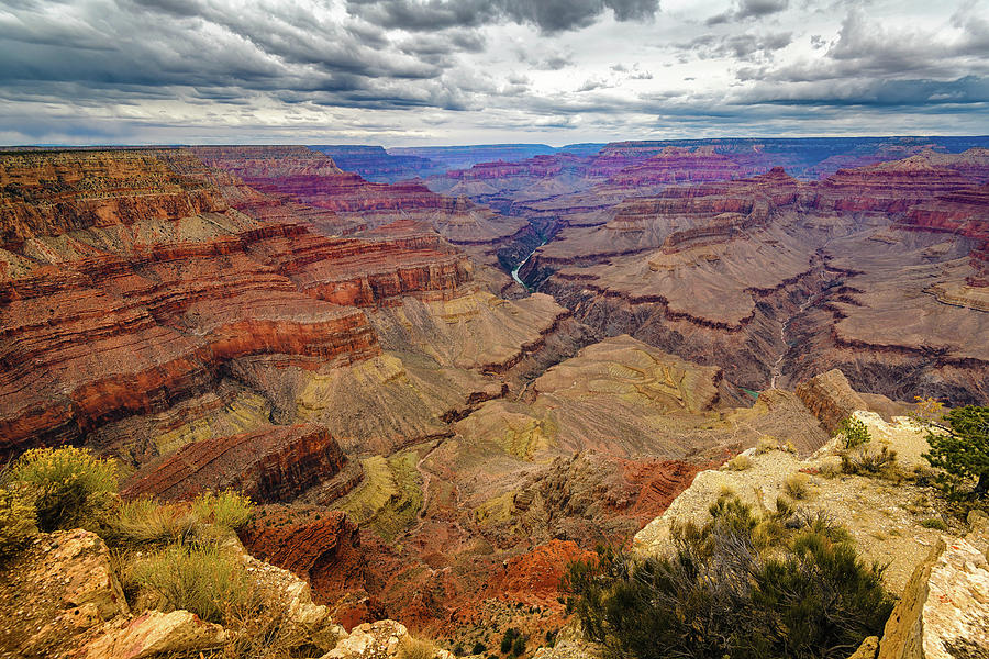 View of Grand Canyon and Colorado River from Pima Point Photograph by John Hight
