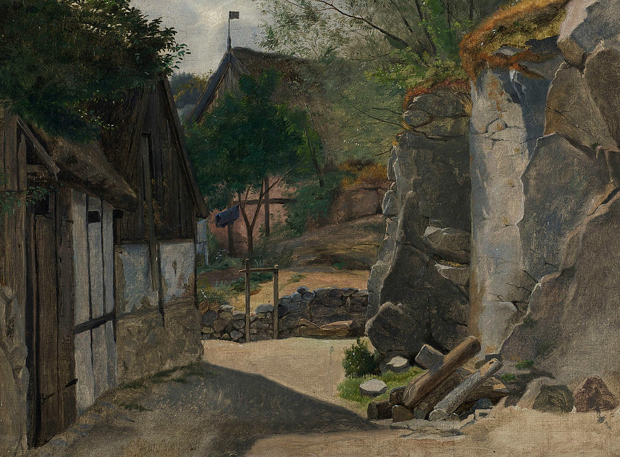 View of Gudhjem Painting by Otto Haslund