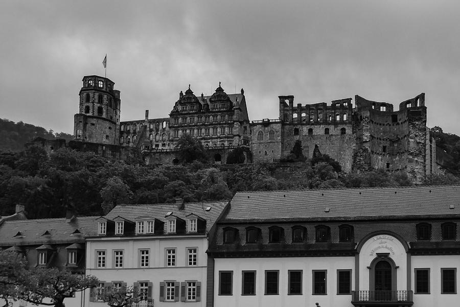 View of Heidelberg Castle B W Photograph by Pamela Newcomb