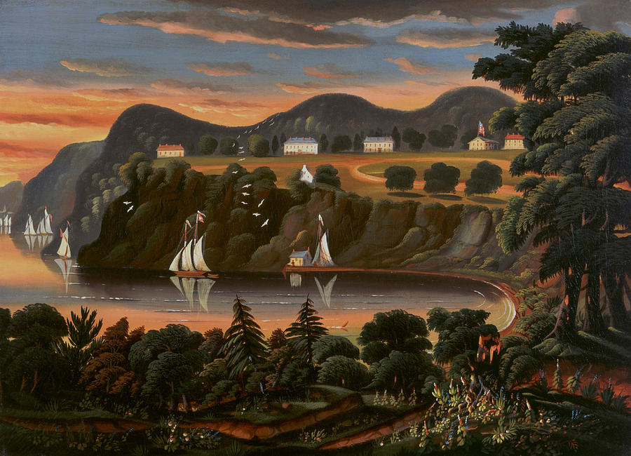 View of Hudson River at West Point Painting by Thomas Chambers