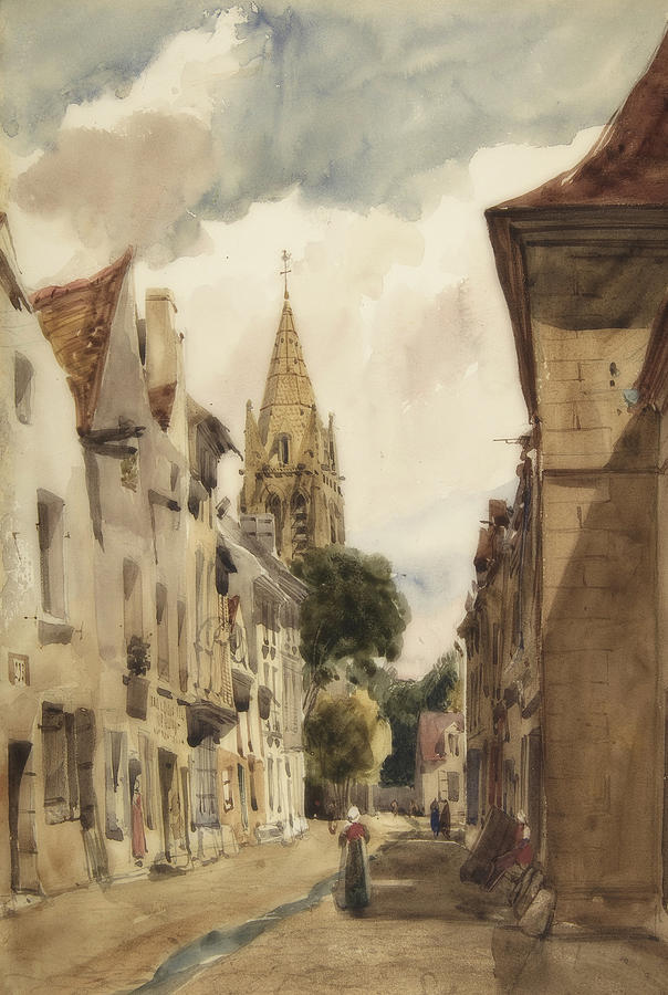 View Of Issy - A Street In Issy - Les - Moulineaux, Seine Painting by Mountain Dreams