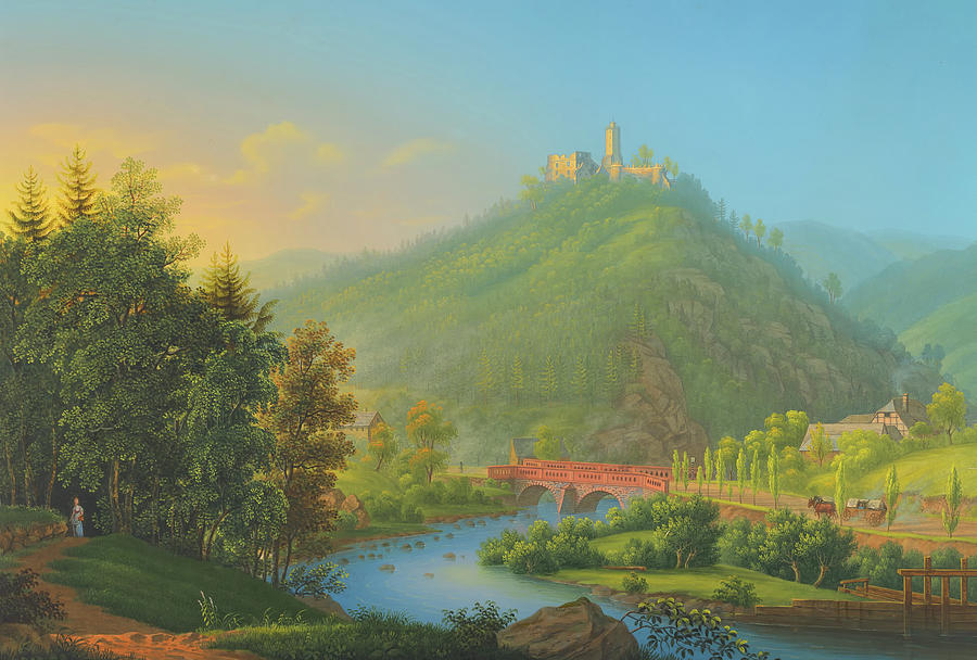 View Of Kynsburg Over The Weistritz River Valley In Selisia Painting by Mountain Dreams