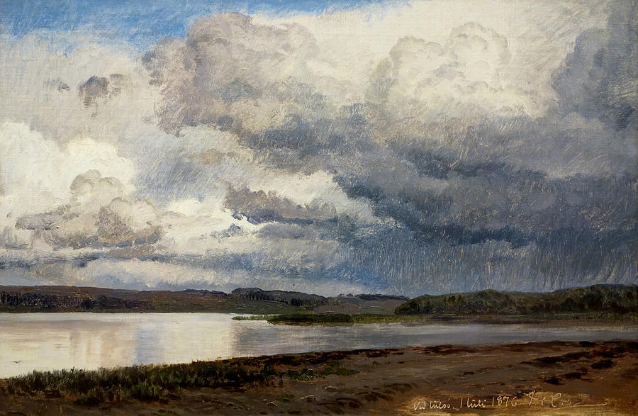 View of Lake Julso, Denmark Painting by Janus la Cour