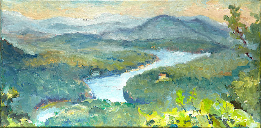 Mountain Painting - View of Lake Lure from Chimney Rock by Lisa Blackshear