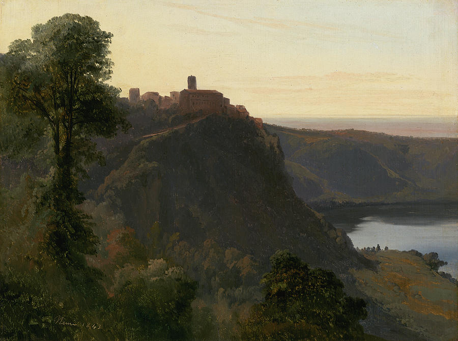 View Of Lake Nemi Painting by Jules Coignet