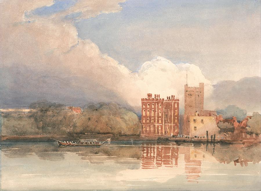 View of Lambeth Palace on Thames by David Cox, 1820s Painting by Celestial Images
