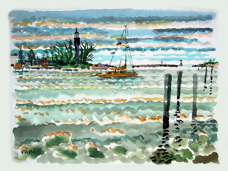 View of Lighthouse Point Painting by Ralph Papa